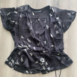 Zara wrap shirt with flower design. Silky fabric.